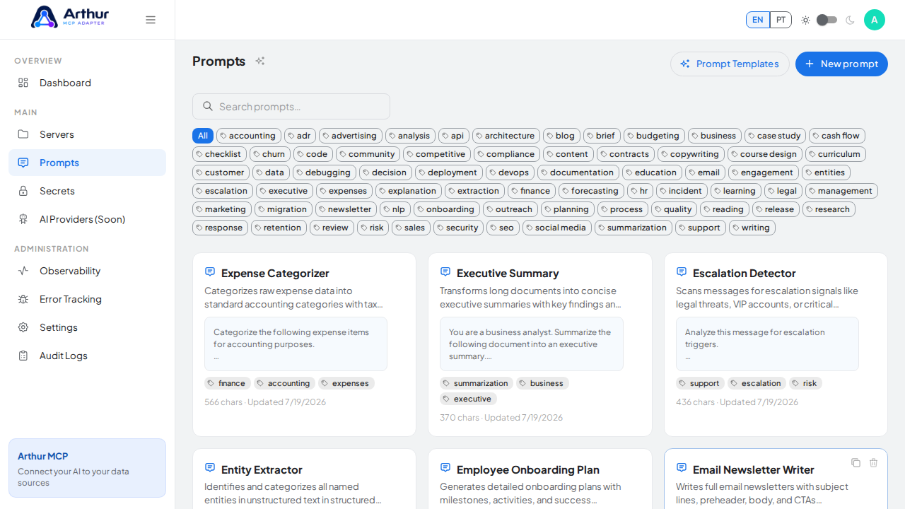 Create the Expense Categorizer prompt in the shared library