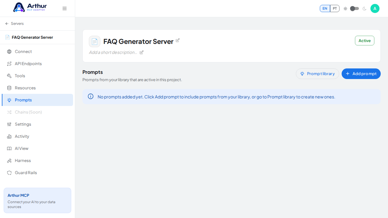 Open the server's Prompts tab