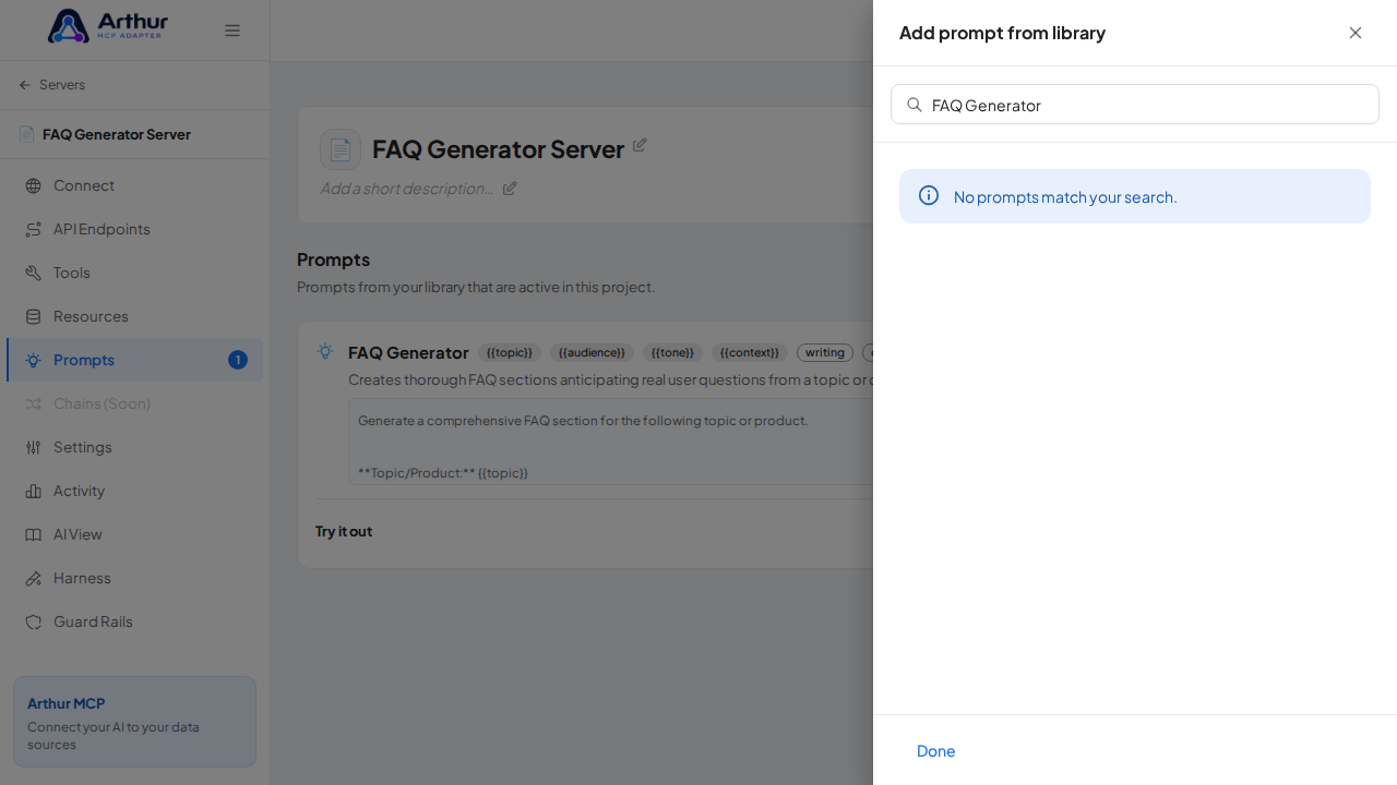 Link the FAQ Generator prompt to the server