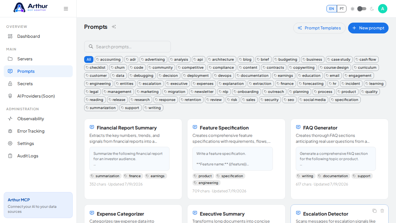 Create the Financial Report Summary prompt in the shared library