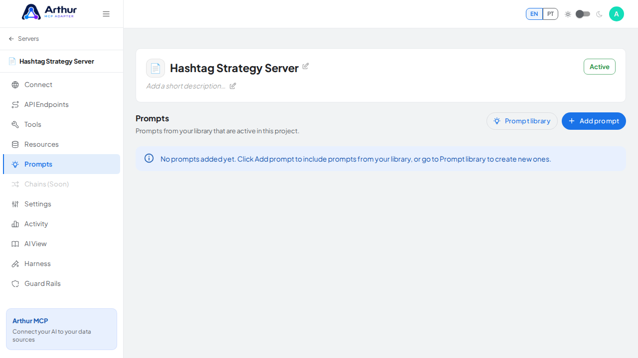 Open the server's Prompts tab