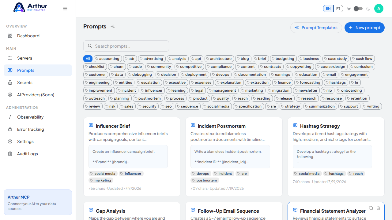 Create the Influencer Brief prompt in the shared library