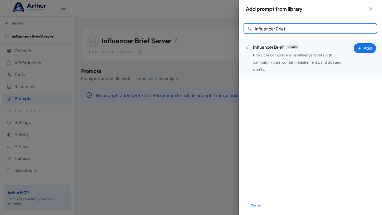 Search the library for the Influencer Brief prompt