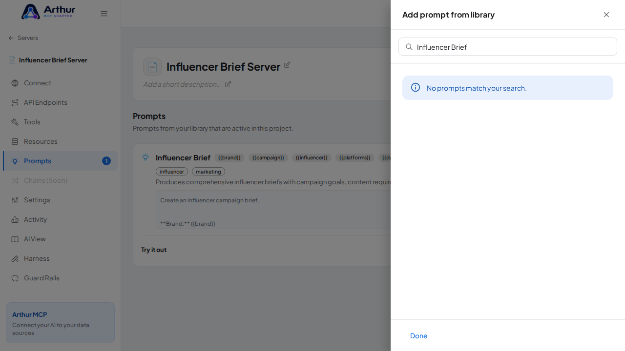 Link the Influencer Brief prompt to the server
