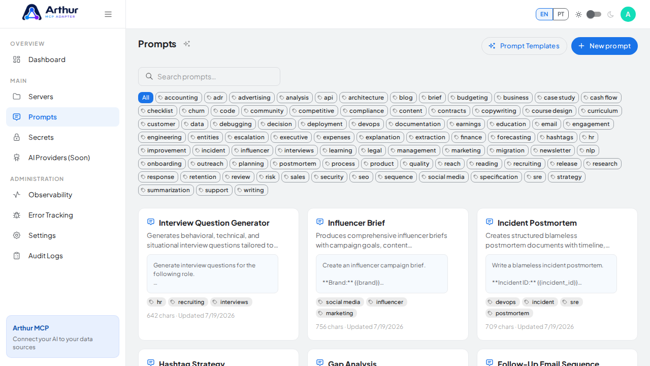 Create the Interview Question Generator prompt in the shared library