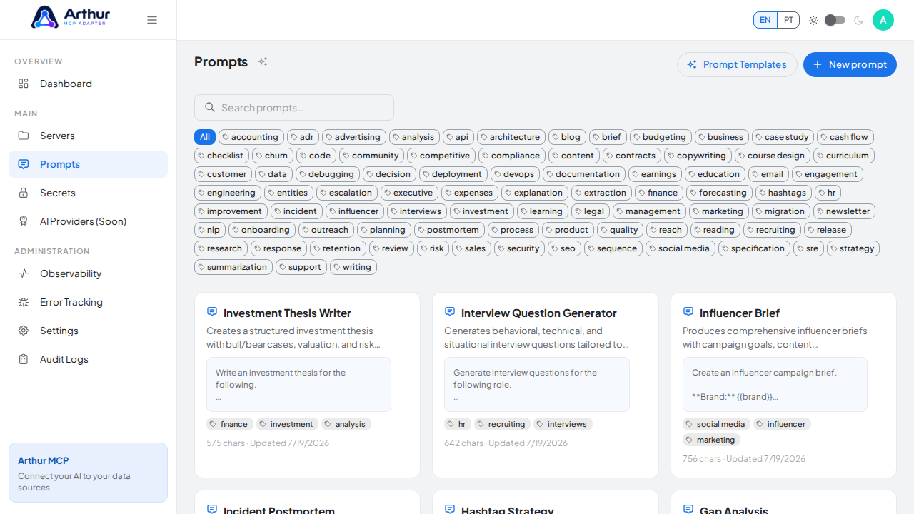 Create the Investment Thesis Writer prompt in the shared library