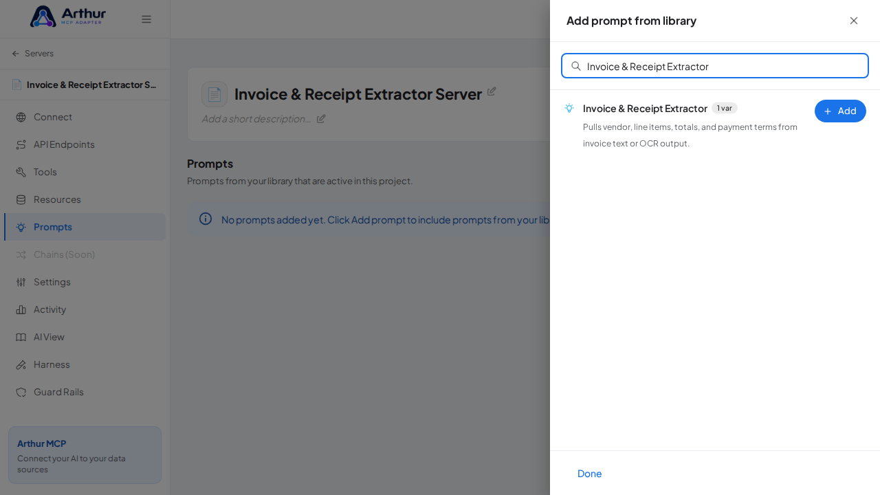 Search the library for the Invoice & Receipt Extractor prompt