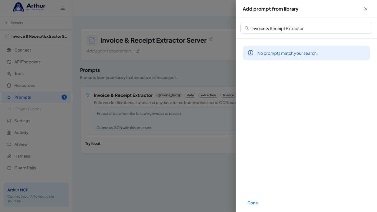 Link the Invoice & Receipt Extractor prompt to the server