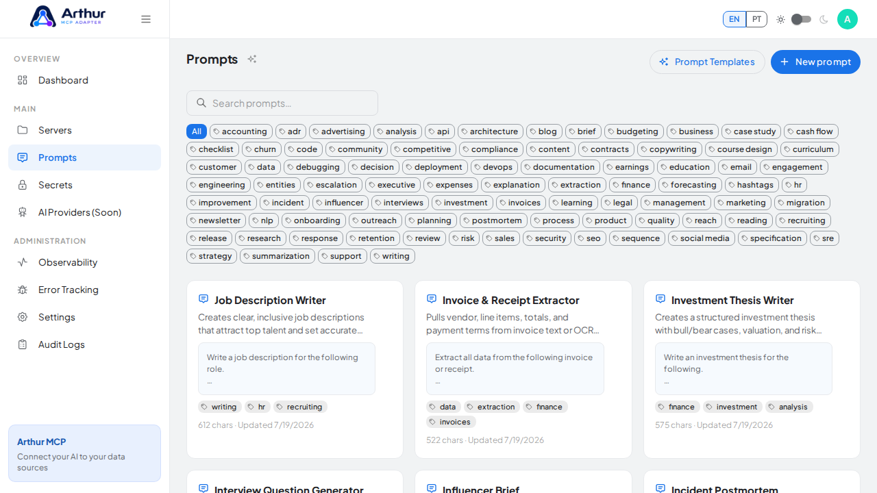 Create the Job Description Writer prompt in the shared library
