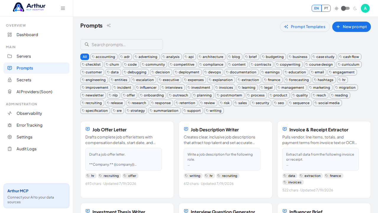 Create the Job Offer Letter prompt in the shared library