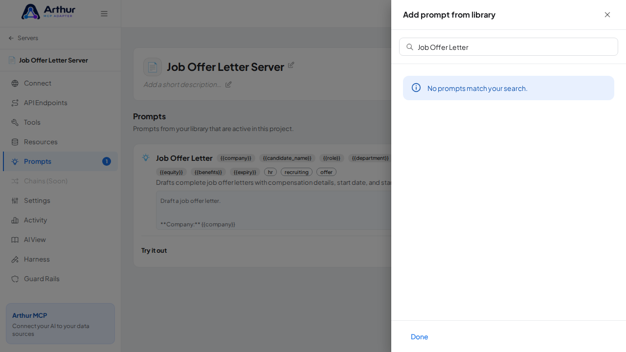 Link the Job Offer Letter prompt to the server