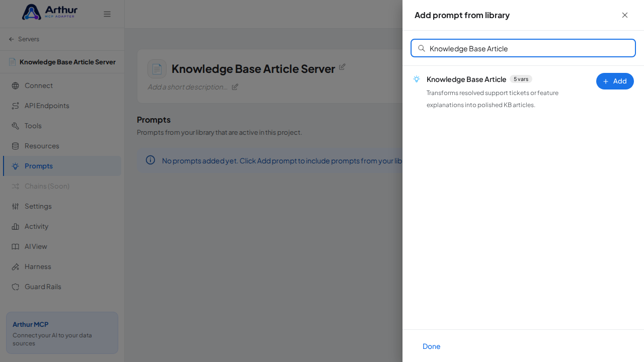 Search the library for the Knowledge Base Article prompt