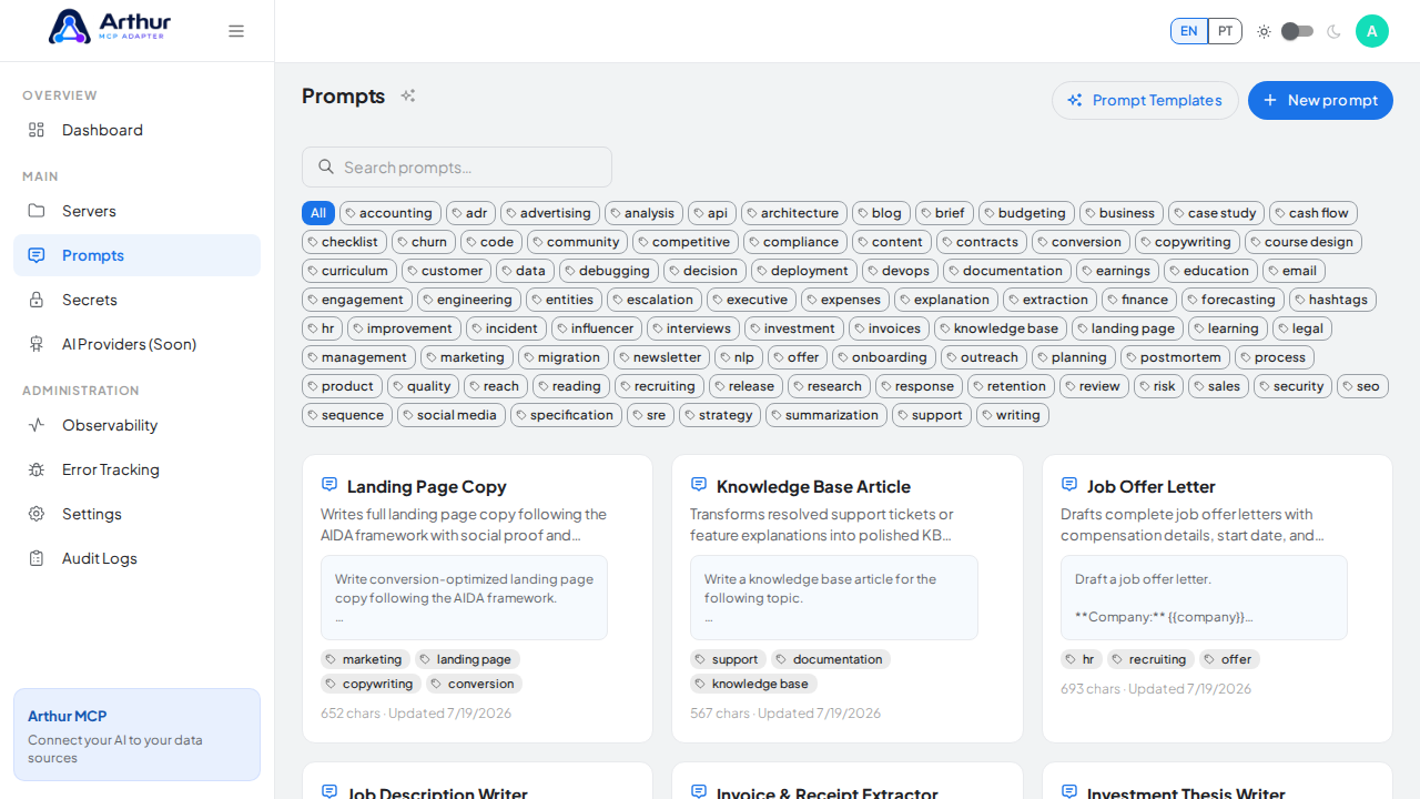 Create the Landing Page Copy prompt in the shared library
