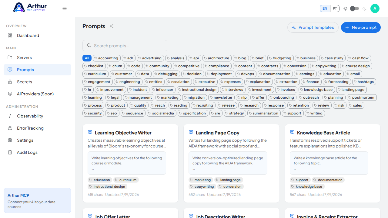 Create the Learning Objective Writer prompt in the shared library