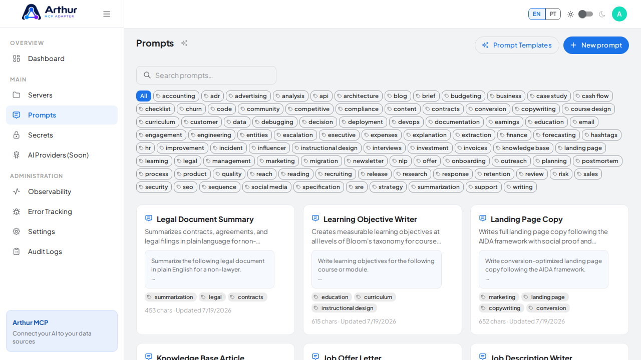 Create the Legal Document Summary prompt in the shared library