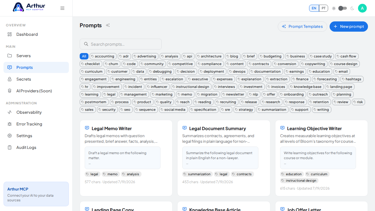 Create the Legal Memo Writer prompt in the shared library