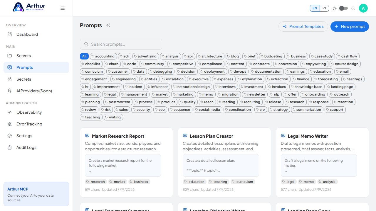 Create the Market Research Report prompt in the shared library