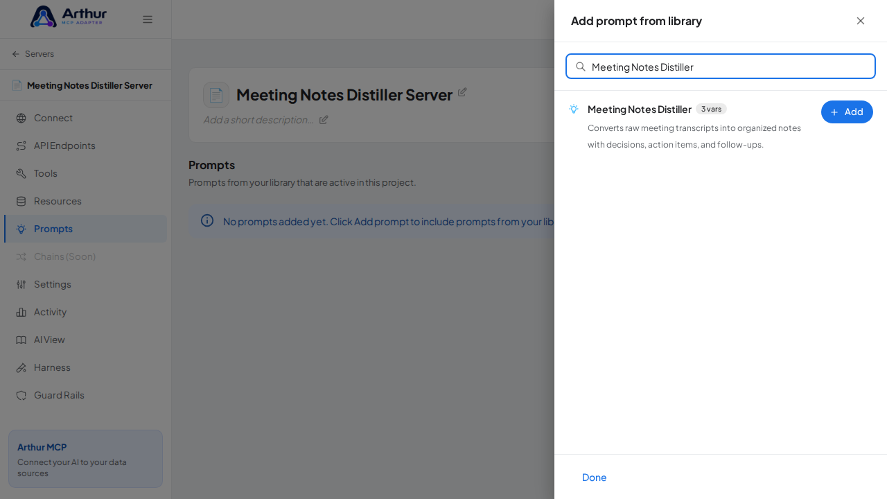 Search the library for the Meeting Notes Distiller prompt