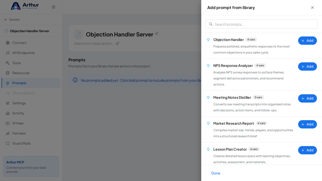 Open the prompt-library picker