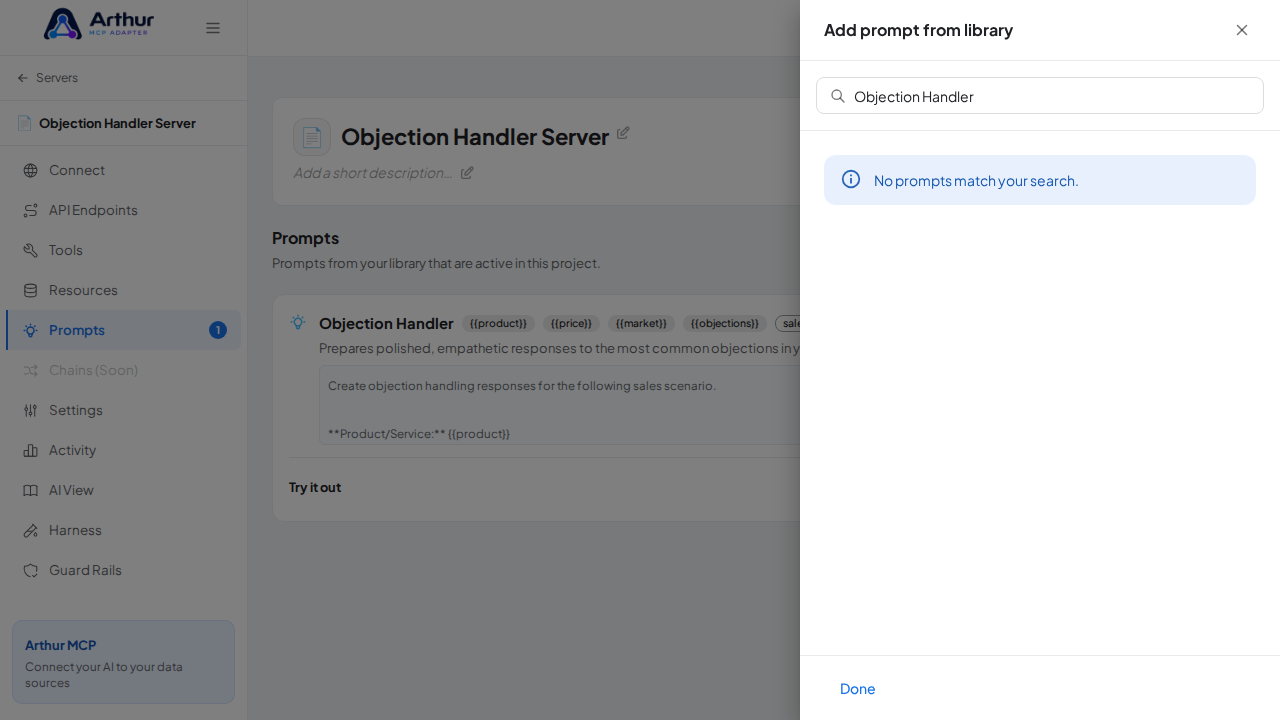 Link the Objection Handler prompt to the server