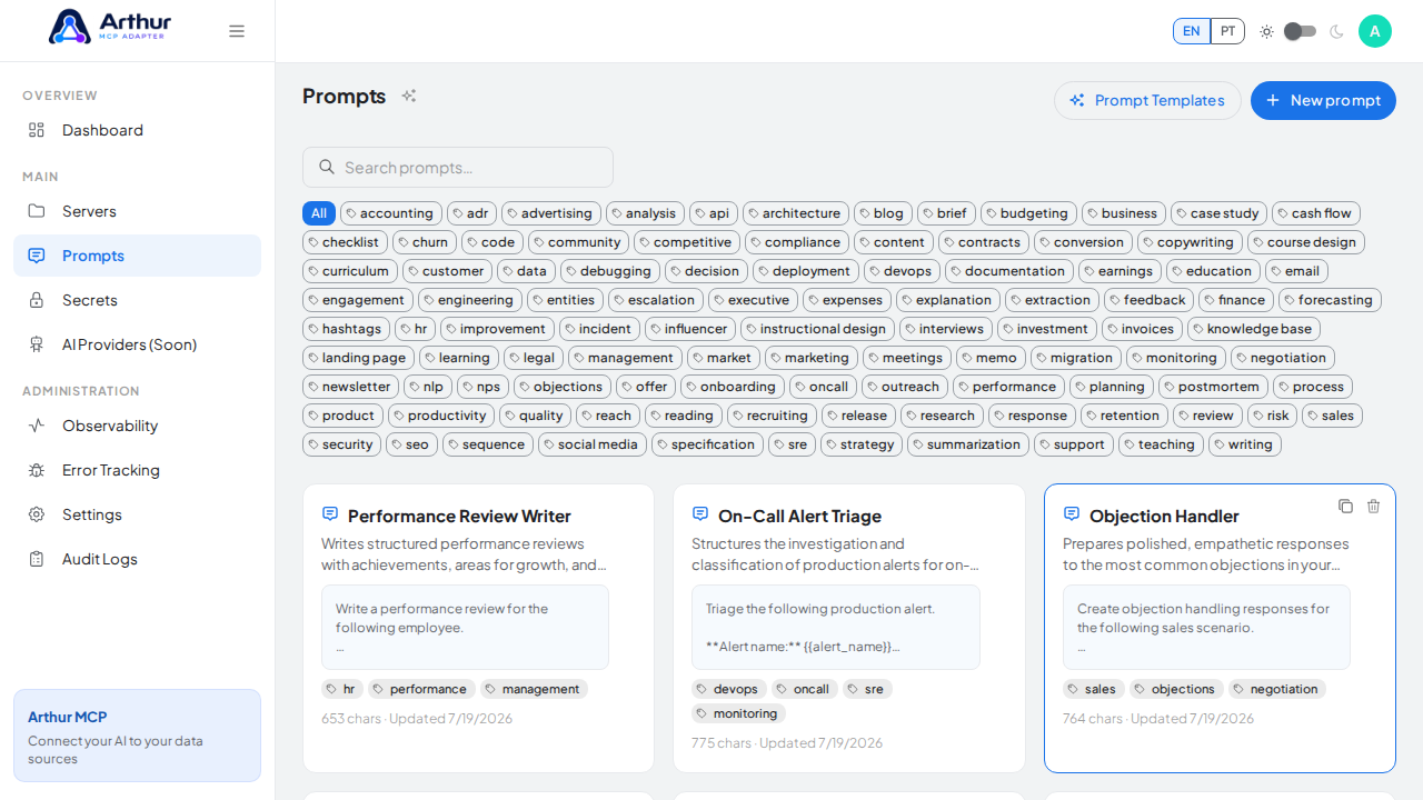 Create the Performance Review Writer prompt in the shared library