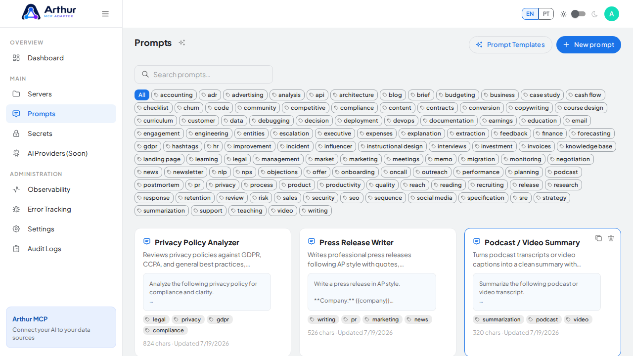 Create the Privacy Policy Analyzer prompt in the shared library