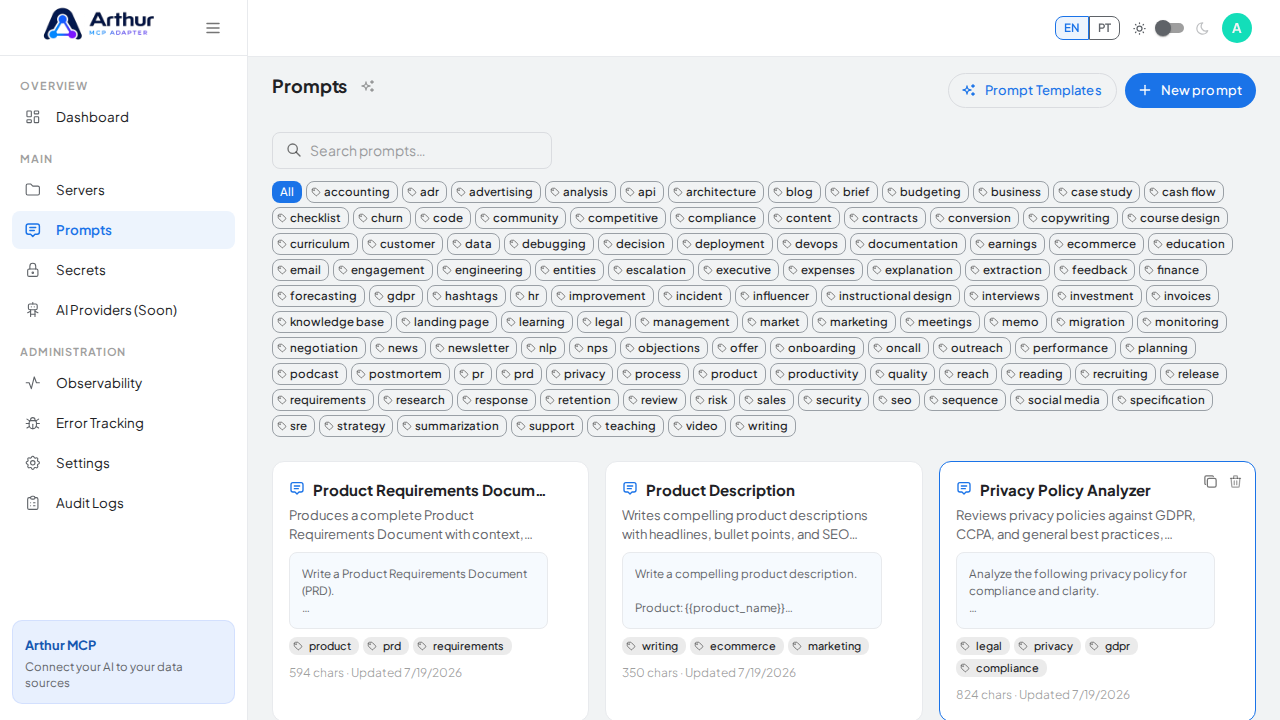 Create the Product Requirements Document prompt in the shared library