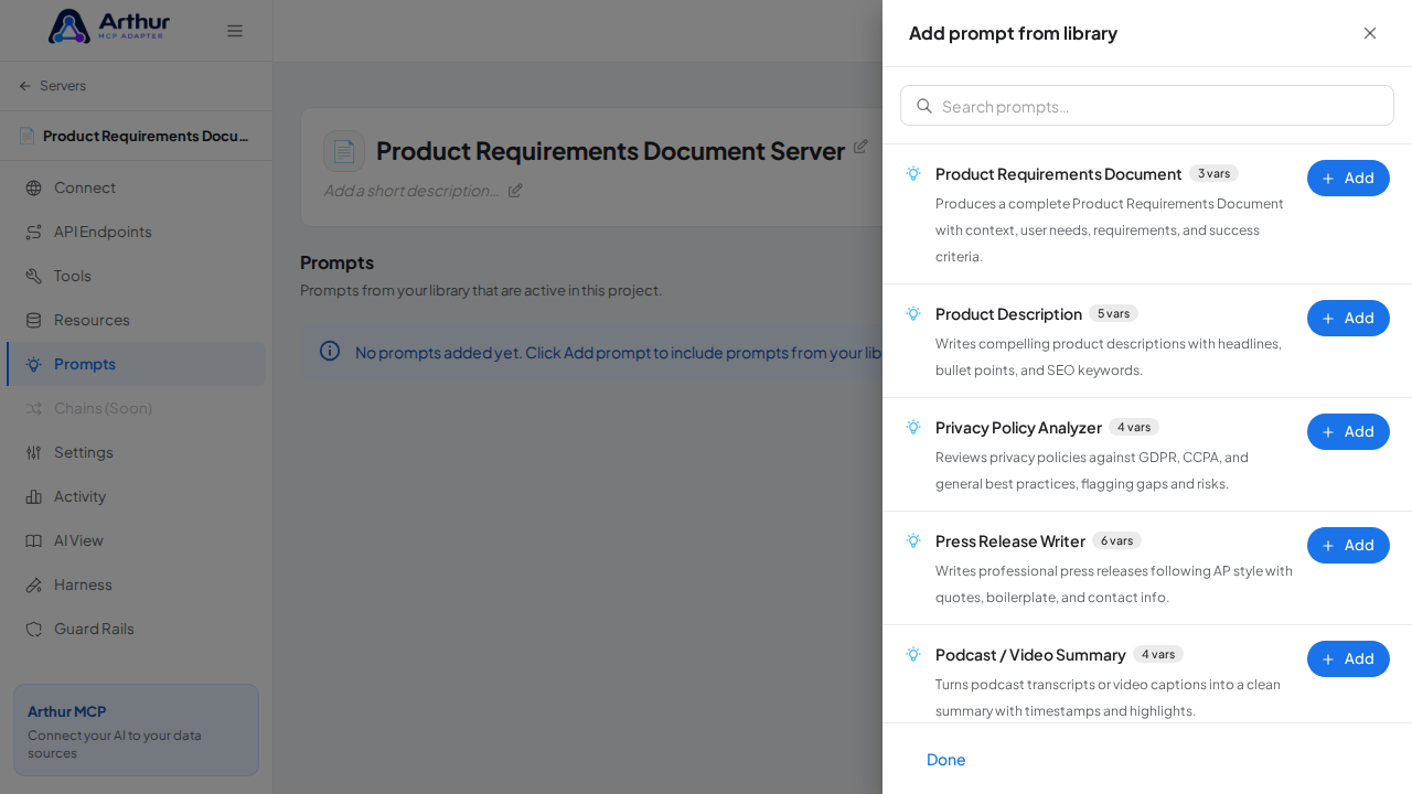 Open the prompt-library picker