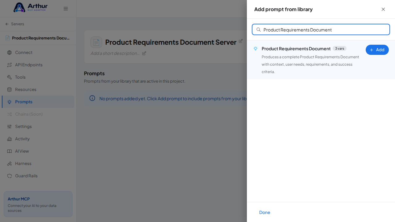 Search the library for the Product Requirements Document prompt