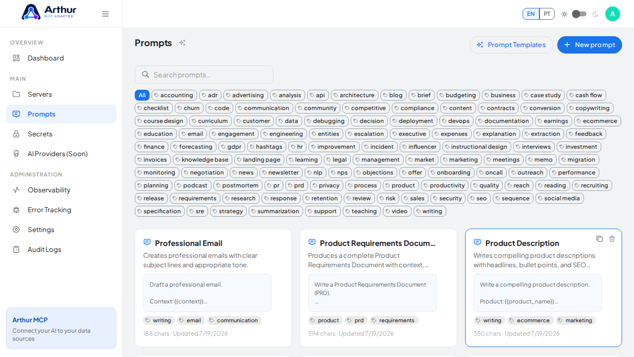 Create the Professional Email prompt in the shared library