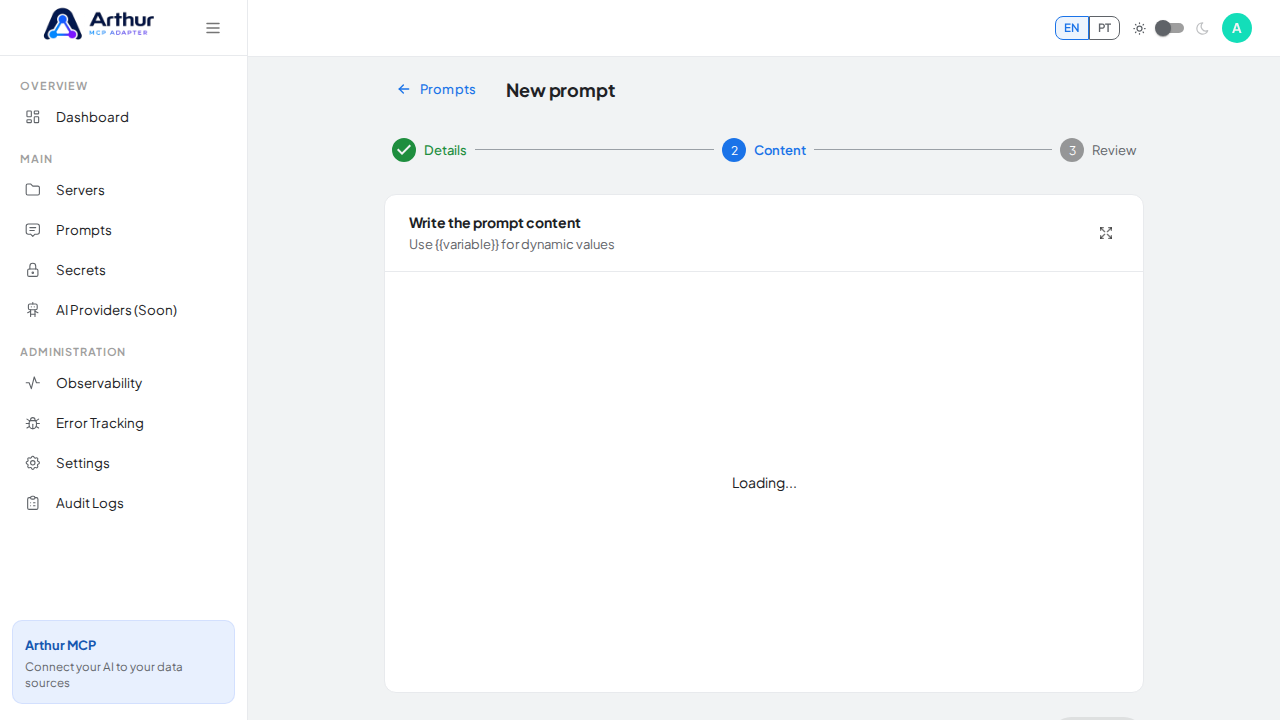Advance to the prompt-content editor