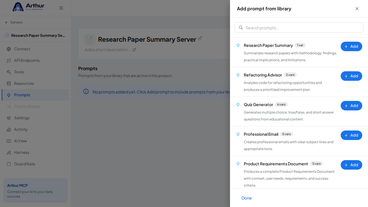 Open the prompt-library picker