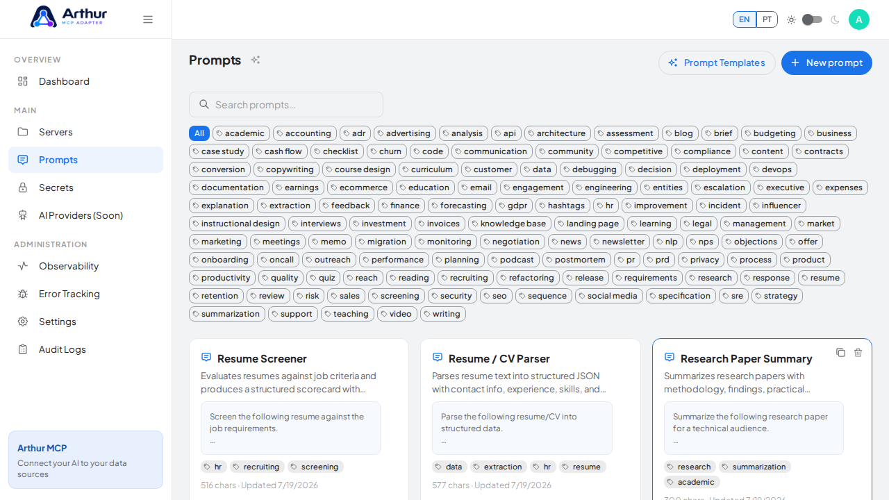 Create the Resume Screener prompt in the shared library