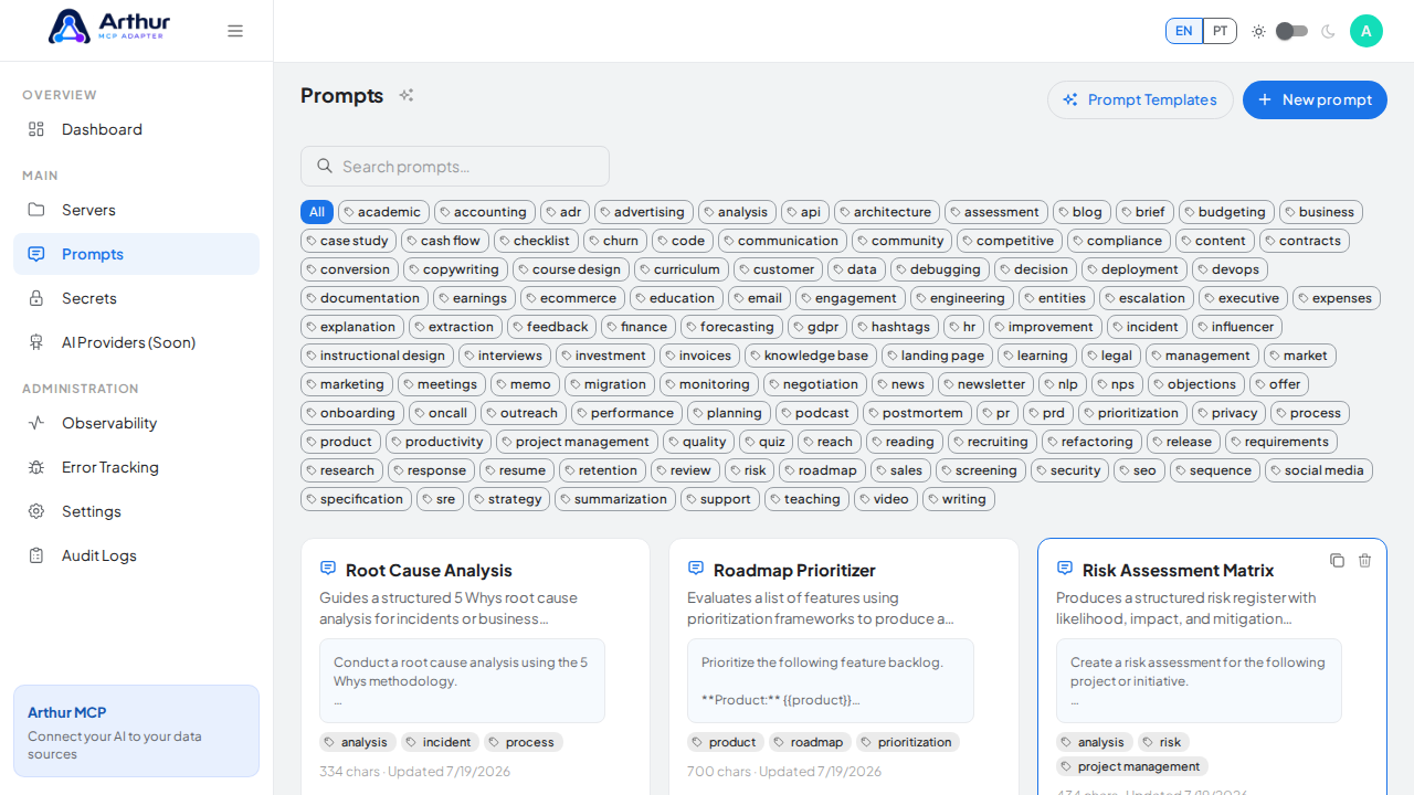 Create the Root Cause Analysis prompt in the shared library