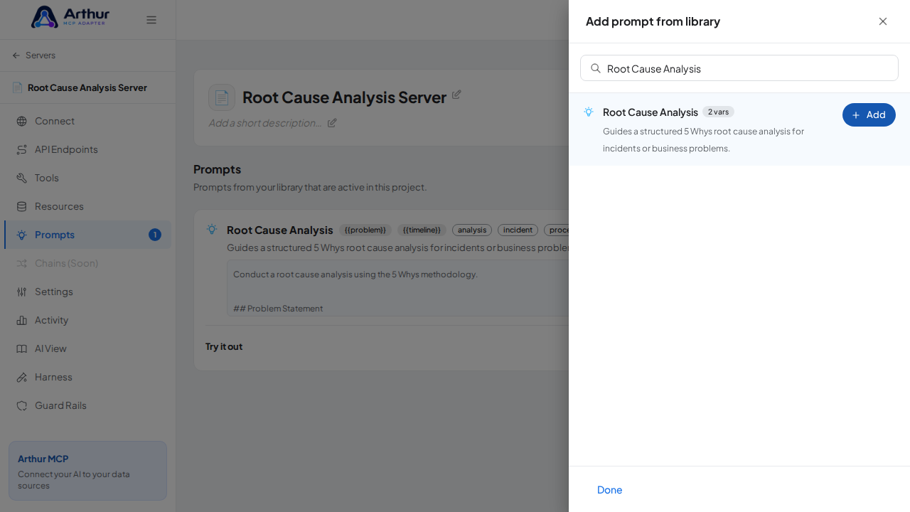 Link the Root Cause Analysis prompt to the server