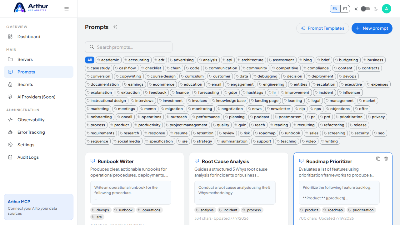 Create the Runbook Writer prompt in the shared library