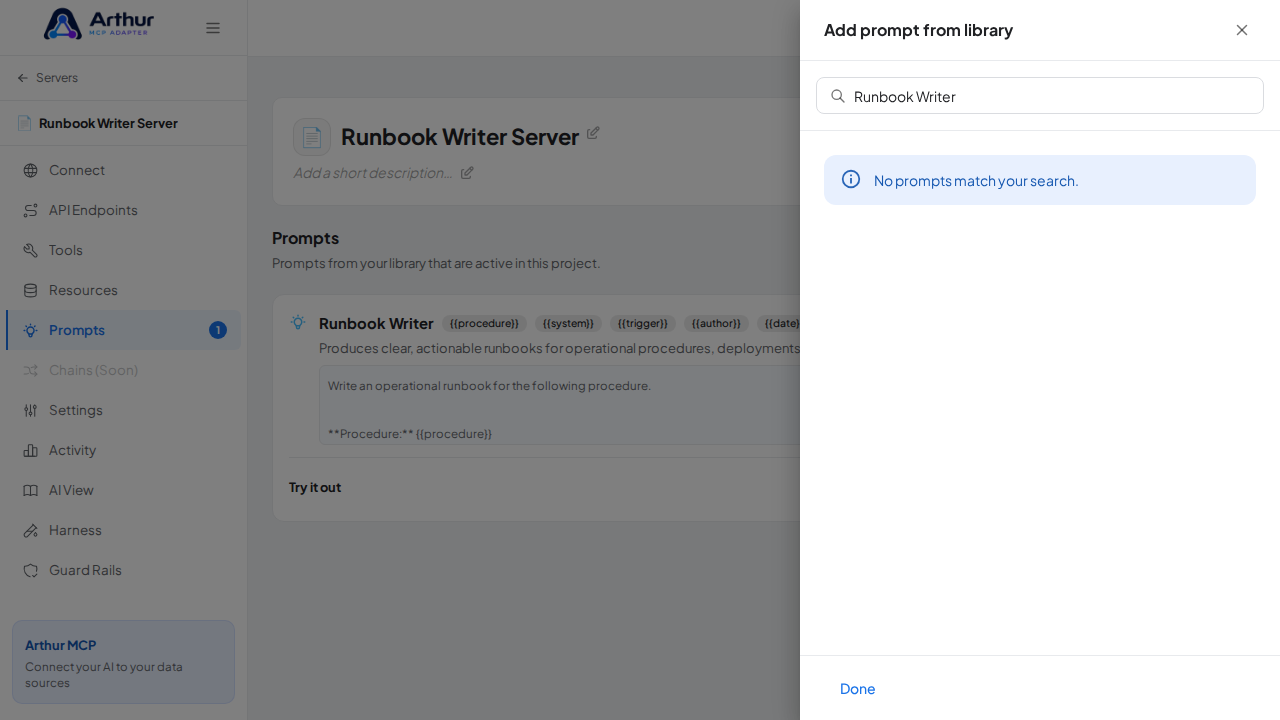 Link the Runbook Writer prompt to the server