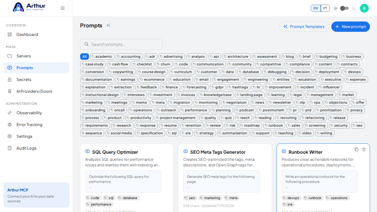Create the SQL Query Optimizer prompt in the shared library