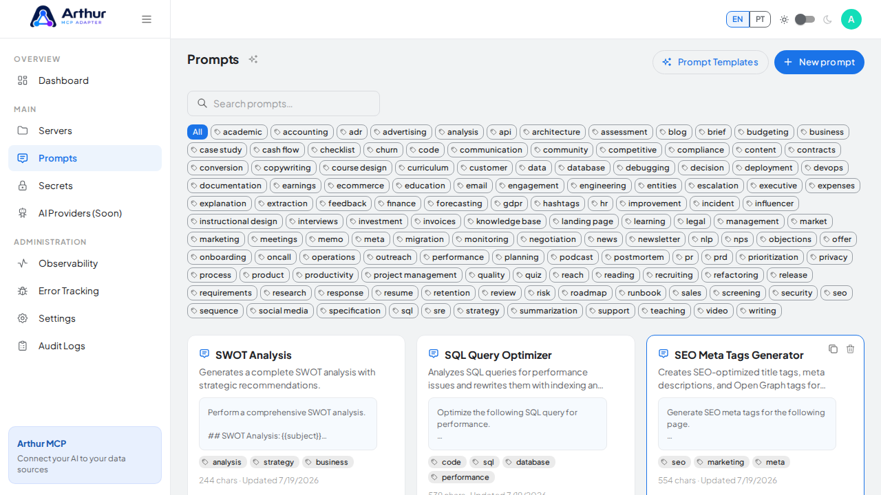 Create the SWOT Analysis prompt in the shared library