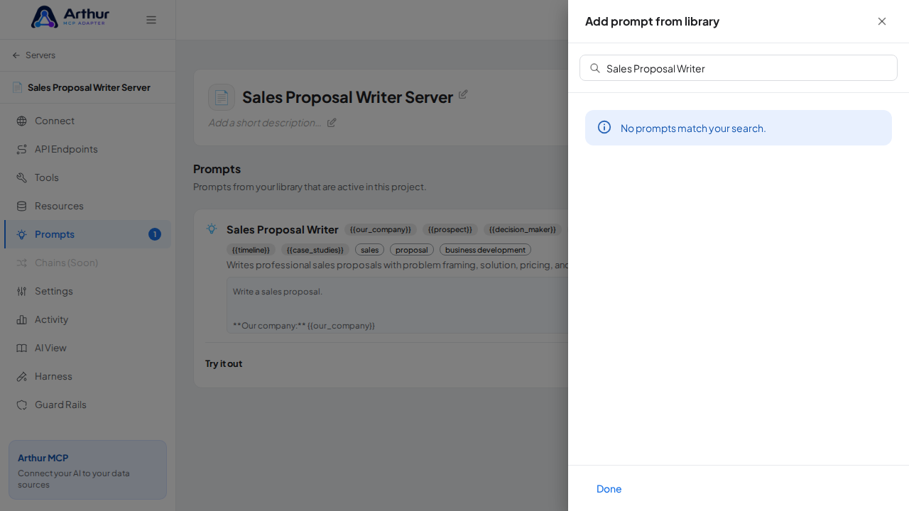 Link the Sales Proposal Writer prompt to the server