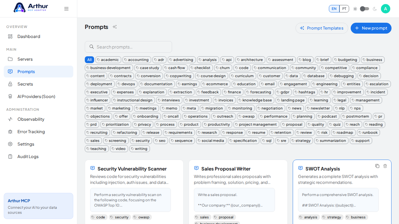 Create the Security Vulnerability Scanner prompt in the shared library