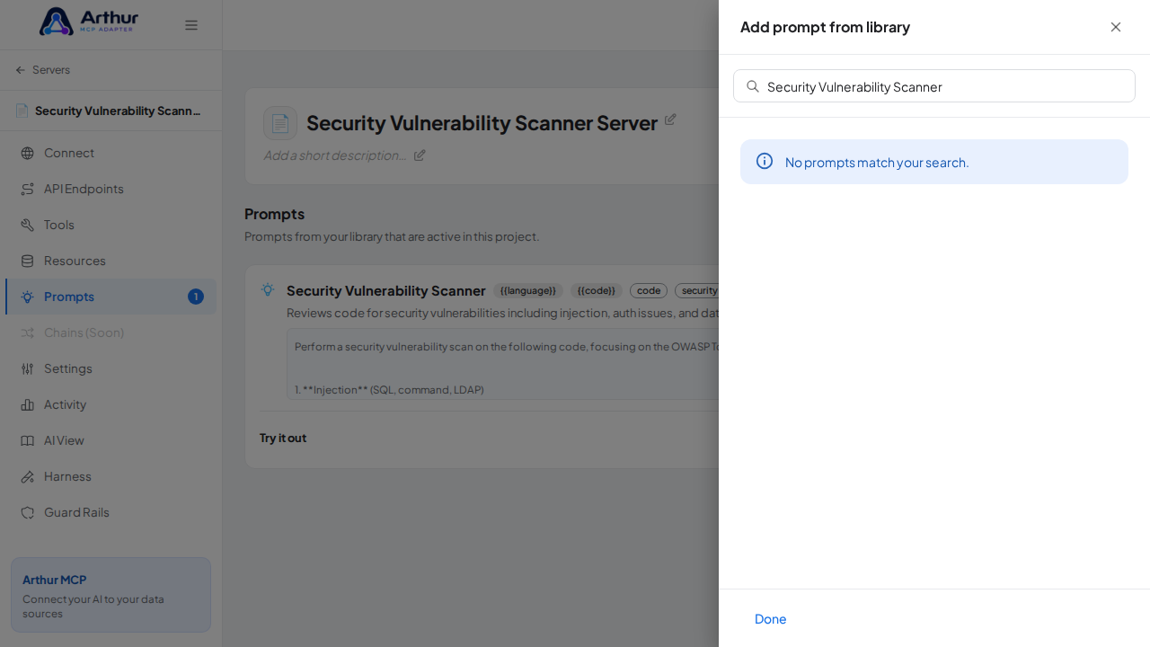 Link the Security Vulnerability Scanner prompt to the server