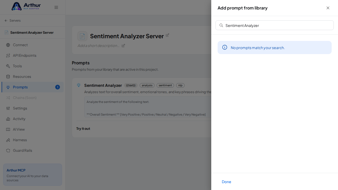 Link the Sentiment Analyzer prompt to the server