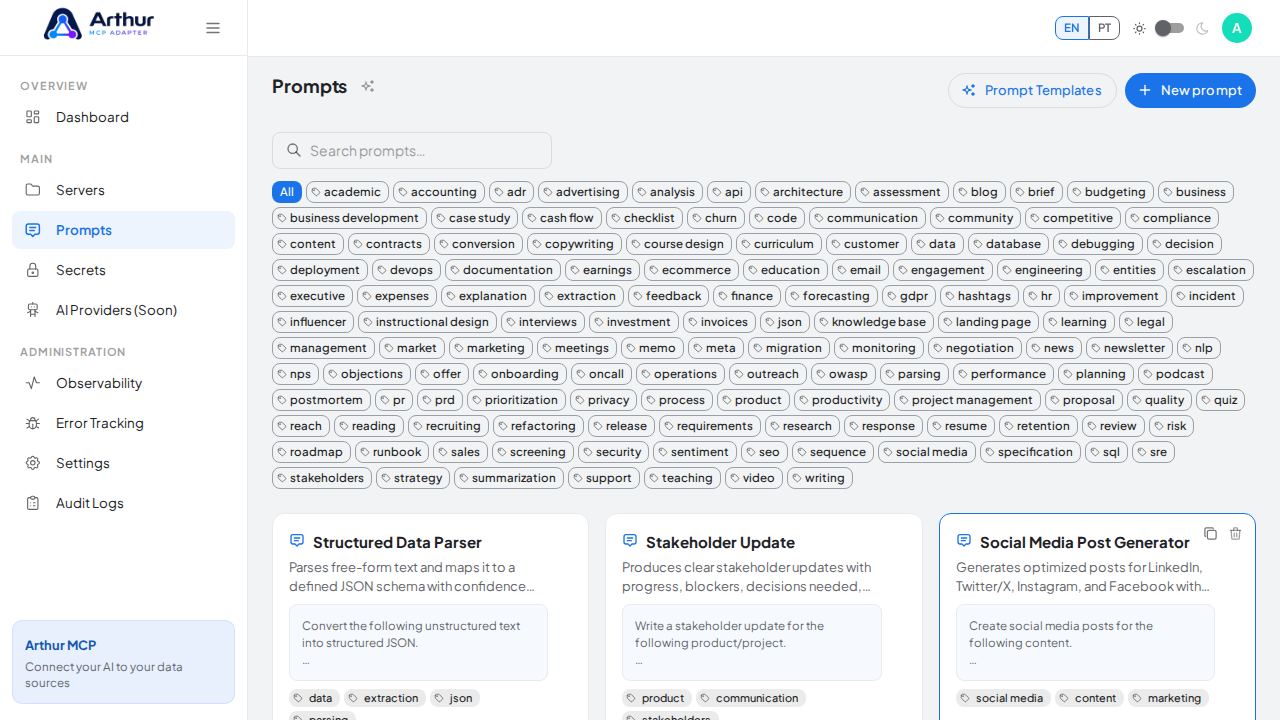 Create the Structured Data Parser prompt in the shared library