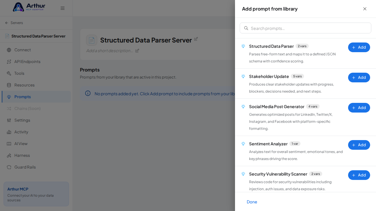 Open the prompt-library picker