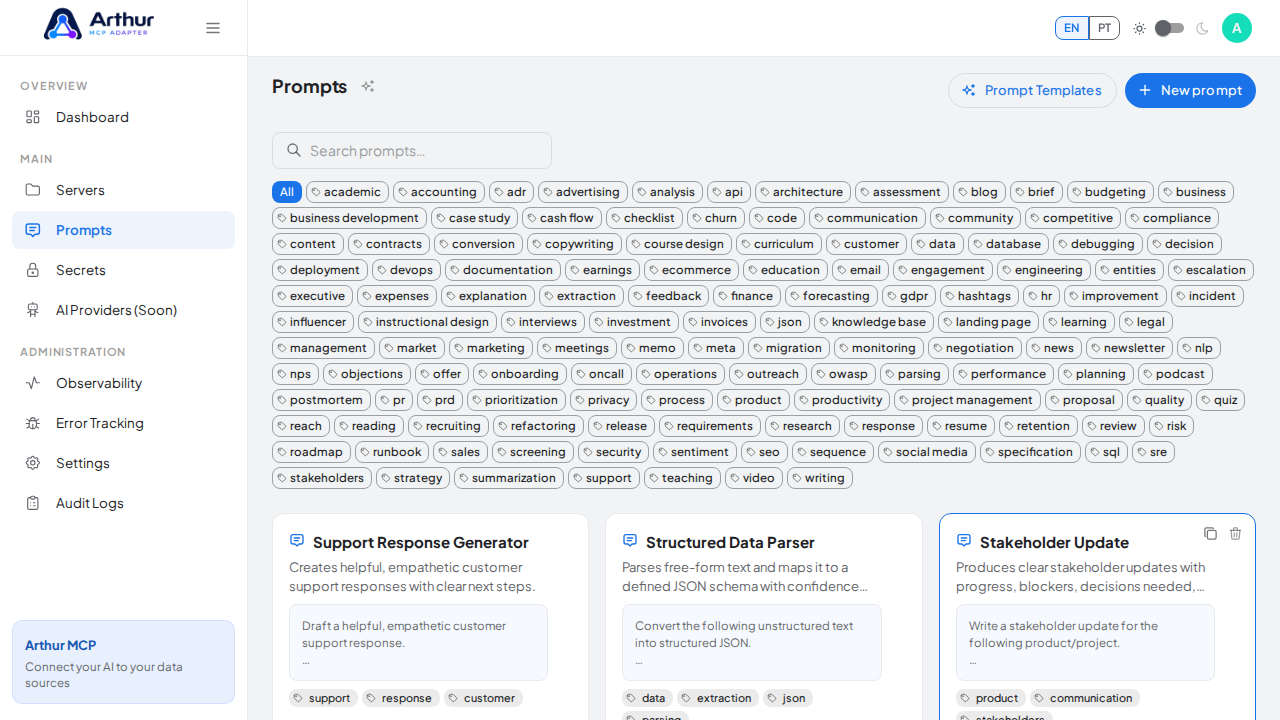 Create the Support Response Generator prompt in the shared library