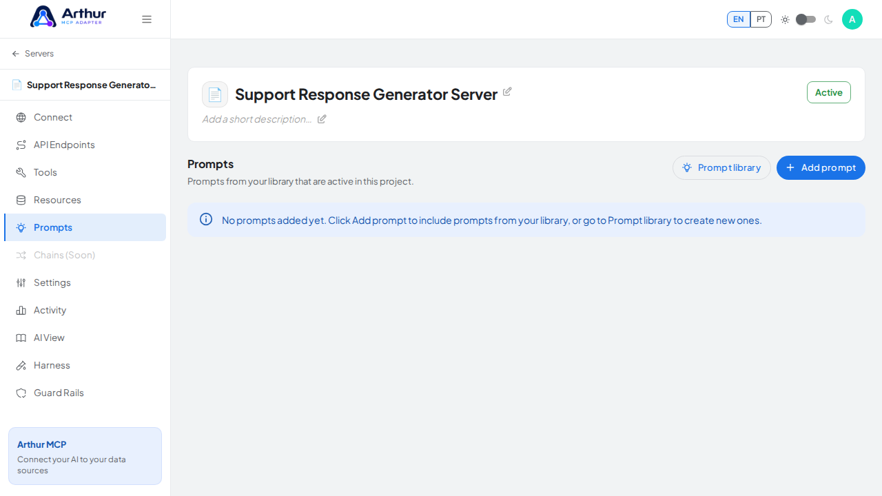 Open the server's Prompts tab