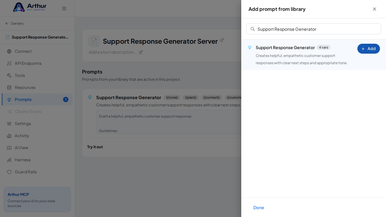Link the Support Response Generator prompt to the server