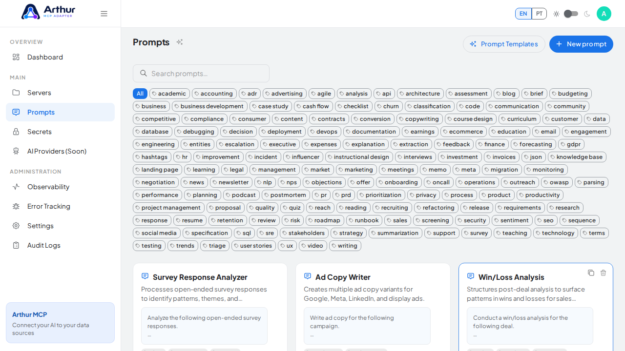 Create the Survey Response Analyzer prompt in the shared library