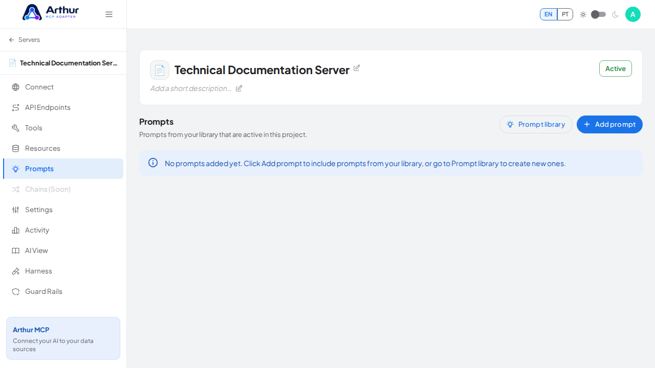 Open the server's Prompts tab